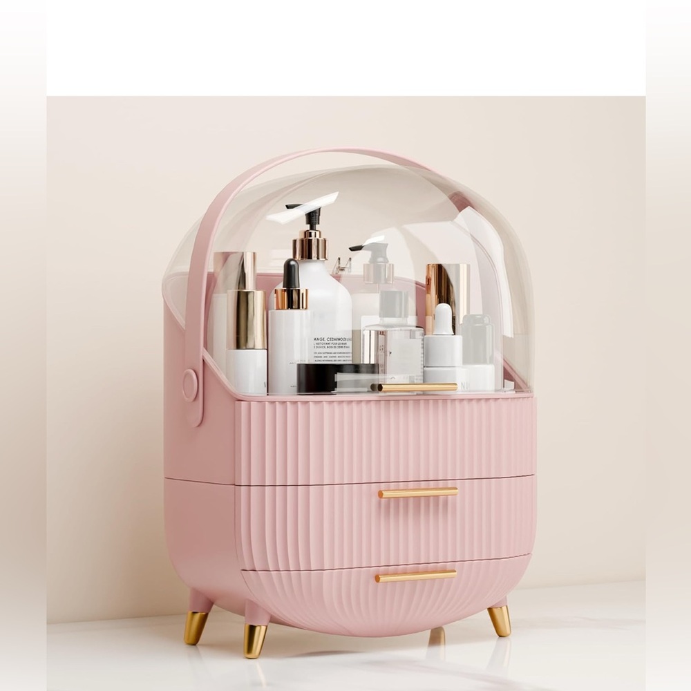 Makeup Organizer for Vanity Cosmetics Skincare Organizers with Lid and Drawers